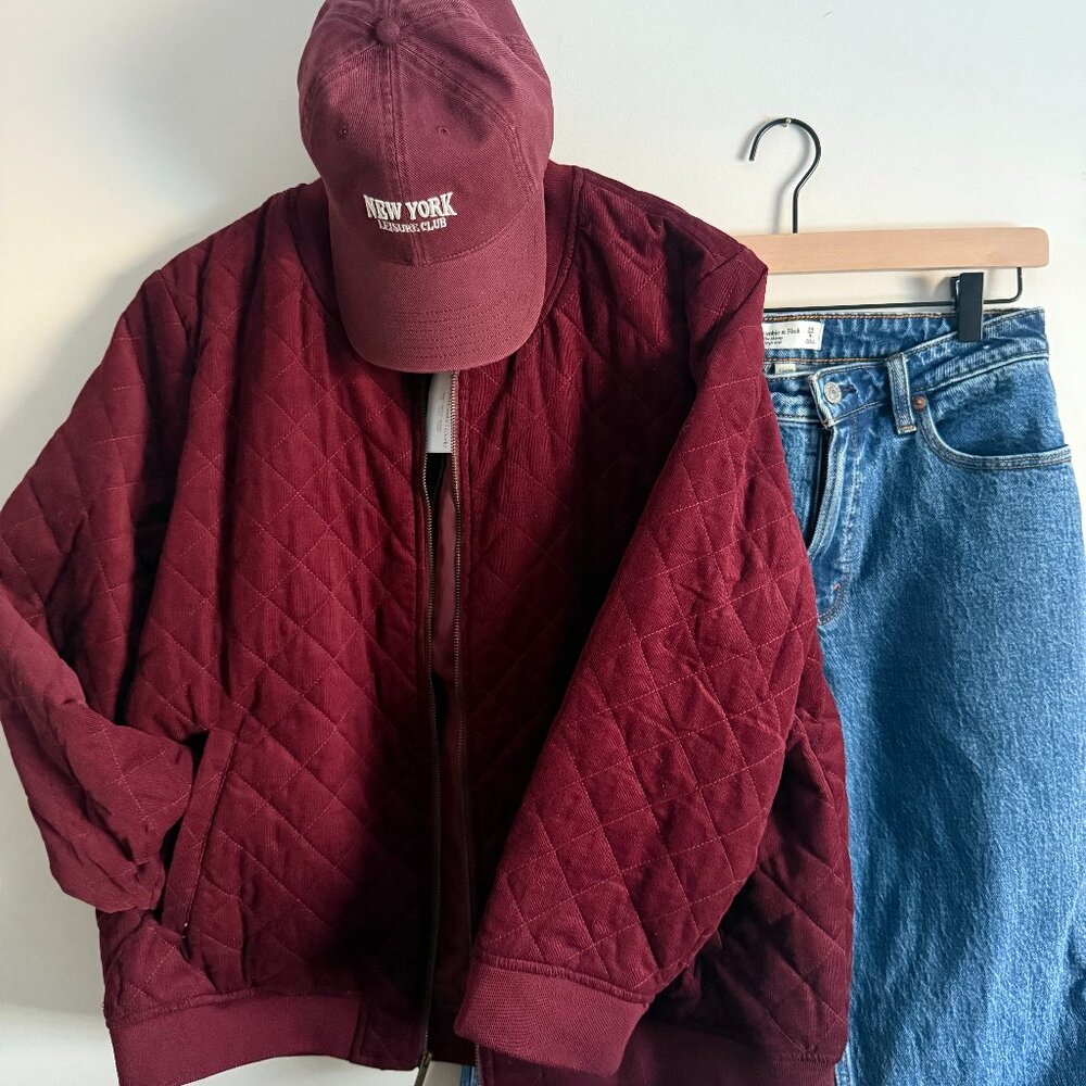 Classic Quilted Zip Up Bomber Jacket